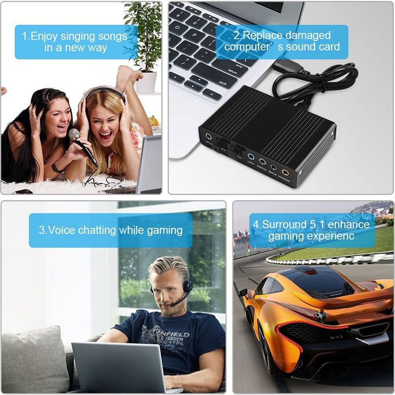 Usb Sound Card External - AA19 USB Optische Soundkarte 6-Kanal 5.1