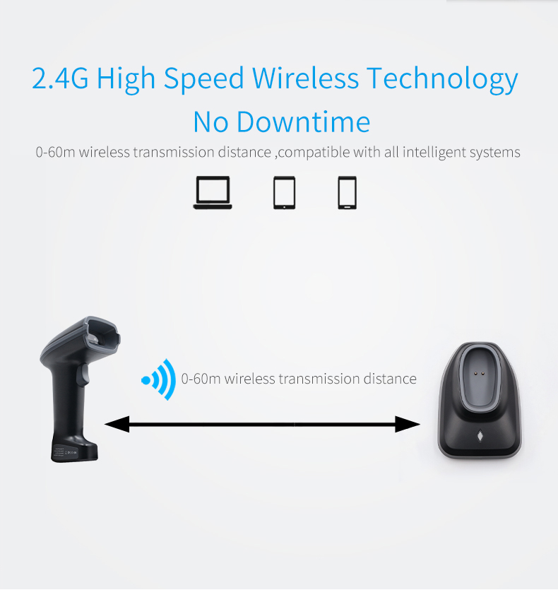 Barcode Scanner Wireless - Kabelloser Barcodescanner mit Wiege für effizientes