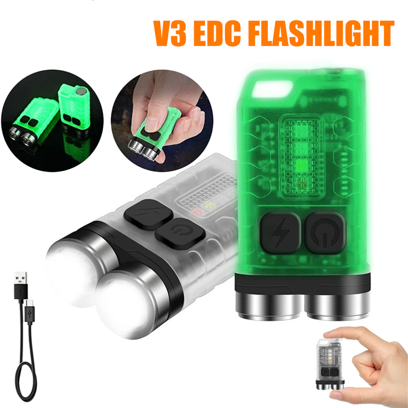 Mini Electronics Gadgets - V3 EDC-Taschenlampe, Mini-Schlüsselanhänger, 900 lm, superhell,