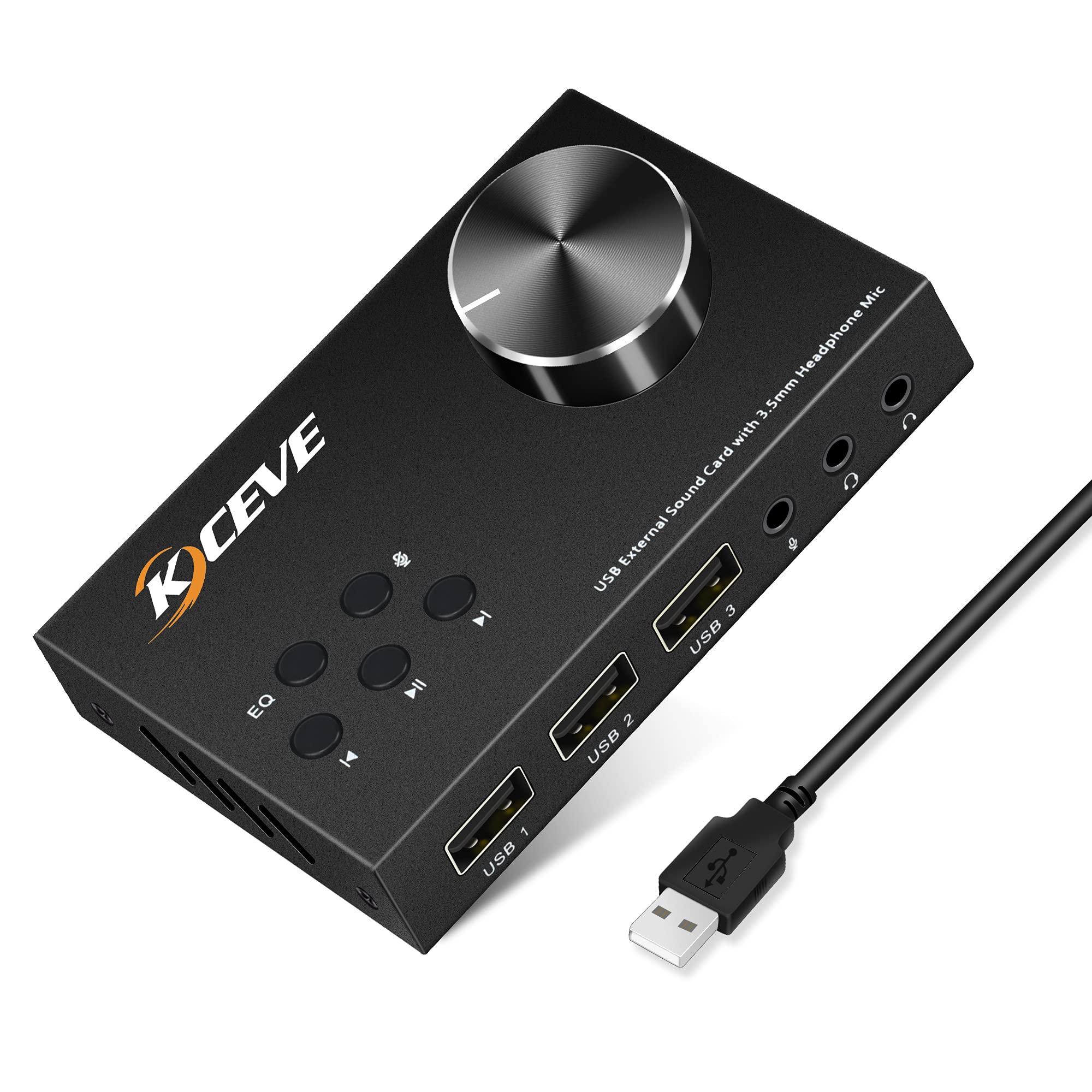 Usb Sound Card External - Externe Soundkarte mit Lautstärkeregler, Multimedia-USB-Controller-Knopf, USB-Audio-Adapter