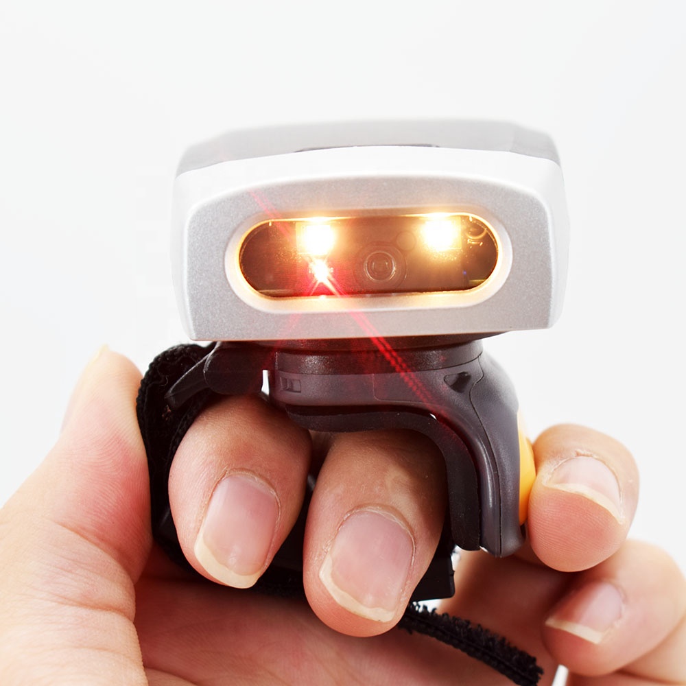 Barcode Scanner Wireless - Tragbarer Kabelloser 2D-Ring-Finger-Barcode-Scanner für Android/iOS/Windows Auf
