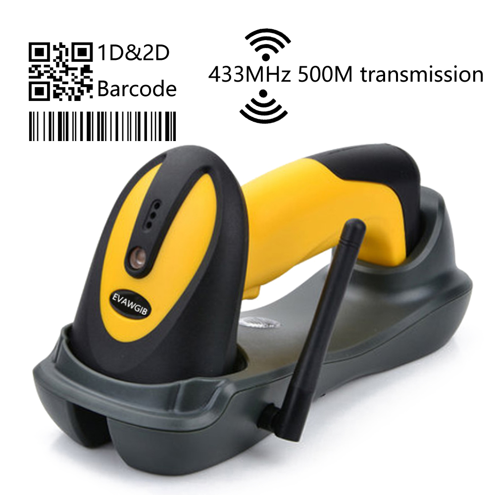 Barcode Scanner Wireless - 500 m langer Übertragungsreichweite Barcodescanner, gelbe